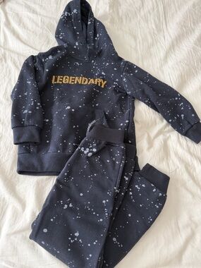 Two-piece Jogger Truth Substance 'Common Sense' Black Hoodie with White Splatter